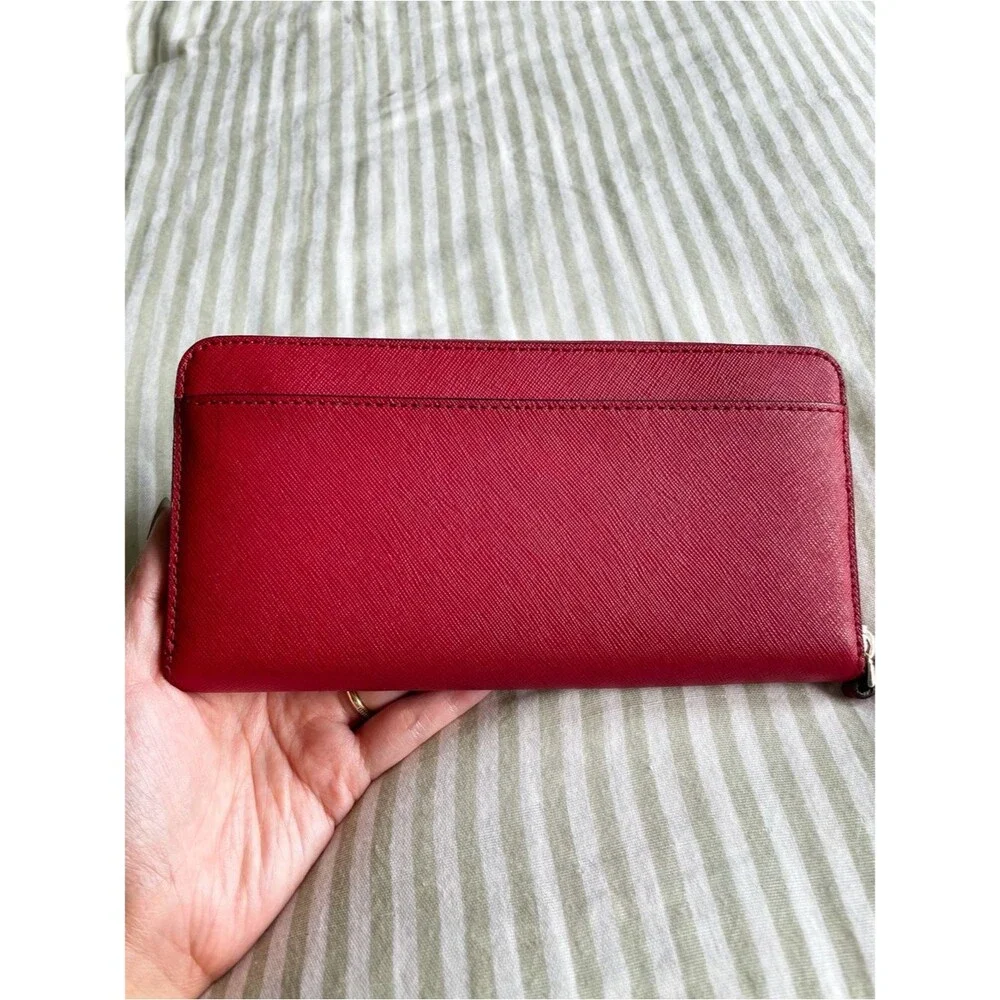 Kate Spade Cameron Large Zip Around Wallet Rosso Red Colorblock Accordion